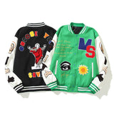 Saint m t jackets s.m character & letter graphic baseball jacket