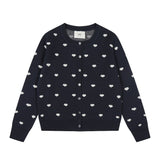 Ami arauneifheart printed jacquard knitting round neck cardiganfall and winter woolen coatoutwear single-breasted sweet
