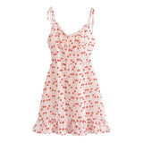 Women Dresses Summer Vintage Floral Slim Fit V-neck Strap Dress (Xds0414)