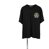 Ch hip-hop t shirts chcolorful horseshoe letterembroider sanskrit cross heavy weight round neck cotton couple