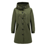 Women Trench Coat Autumn and Winter Waterproof Anorak Women's Casual Long Coat