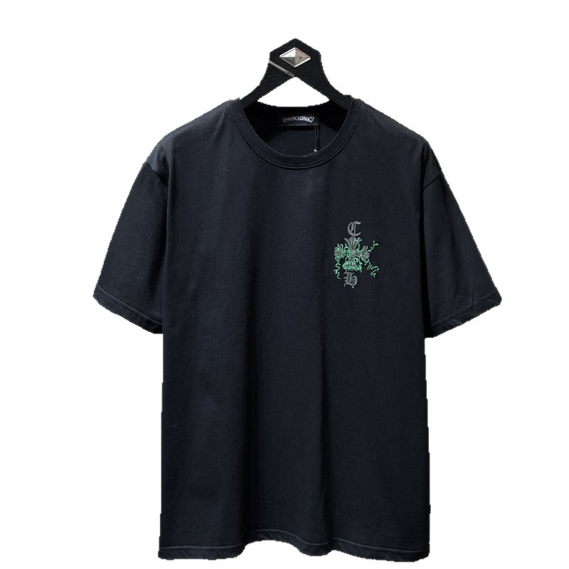 Ch hip-hop t shirts chcouple graffiti sanskrit worn horseshoe embroiderpure cotton american heavy weight short-sleeved high street easiest for match