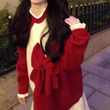 Women Knitwear Spring and Autumn Bowknot Knitted Sweater Loose Sweater