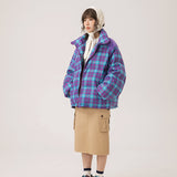 Unisex Jacket Winter Casual Plaid Bread Coat