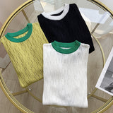 Women Sweater Knitwear Summer Short Sleeve Women's Loose and Simple Hollow out Bottoming Knitwear