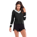 Women Knitted Sweater Autumn and Winter V-neck Women's Loose Sweater Long Sleeve Bottoming Sweater