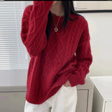 Women Knitted Pullover Autumn and Winter Loose round Neck Sweater Top