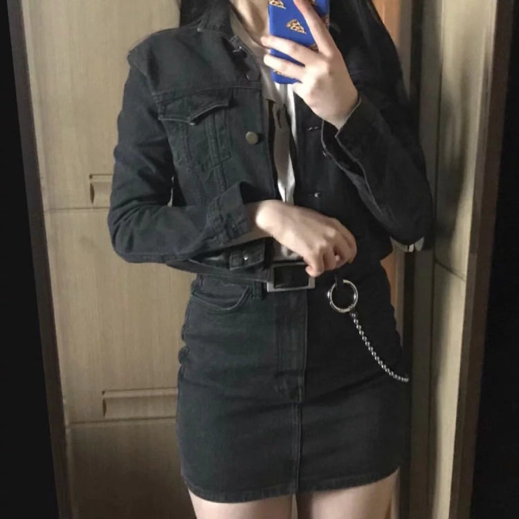 Women Jacket Slim Retro Denim Jacket Coat