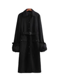 Women Woolen Coat Hepburn Woolen Coat Winter Mid-Length Overcoat