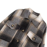 Women Jacket Autumn and Winter Plaid Shirt Loose Casual Shirt Coat