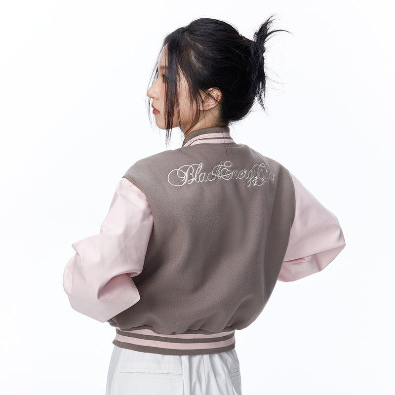 Unisex Jacket Autumn PU Leather Embroidered Baseball Uniform