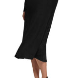 Women Dress Black Knitted Dress round Neck Long Sleeve Bottoming Skirt