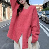 Women Knitwear Fall/Winter Split round-Neck Knitwear Loose Sweater