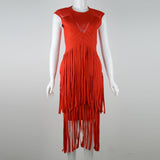 Women's Evening Dress Backless Tassel Dress Sleeveless Bandage Dress