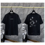 Ch hip-hop t shirts ch big sword sanskrit embroider patch patchwork american heavy weight short-sleeved high street easiest for match