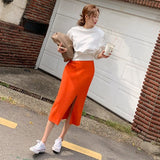Women Dresses Spring and Autumn Slim Fit Split Casual Knitted Dress