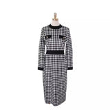 Women Maxi Dress Fall/Winter Houndstooth Dress