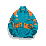Unisex Jacket Hip-Hop Street Embroidery Multicolor Jacket Stand Collar Motorcycle Jacket