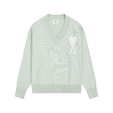 Ami's heartfelt jacquard heavyweight v-neck knit pullover wool sweater - perfect for couples and wedding photos (autumn/winter)
