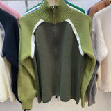 Women Knitwear Spring and Autumn Zipper Turtleneck Sweater Coat