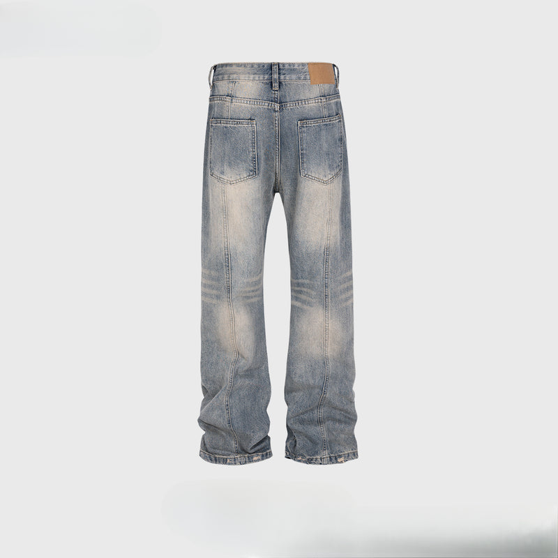 MIJKO Men Vintage Pants MIJKO Splicing Men's and Women's Ripped Wash Water Straight Jeans
