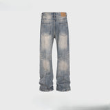 MIJKO Men Vintage Pants MIJKO Splicing Men's and Women's Ripped Wash Water Straight Jeans