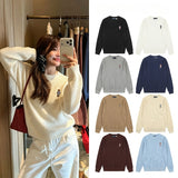 Rl small malav bear embroidercasual wool couple sweatshirtsweatertopspullover round neck knitting shirt