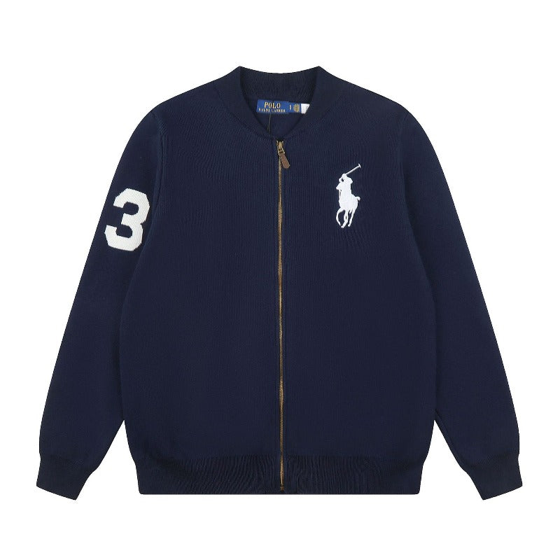 Rl ralph lauren pony racing element crewneck cardigan - relaxed fit knit wool sweater jacket for women - autumn/winter