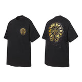 Ch hip-hop t shirts ssch round neck horseshoe splash ink sanskrit letter printing short-sleeved t-shirt high street
