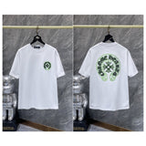 Ch hip-hop t shirts ch short-sleeved horseshoe sanskrit cross embroiderlogo loosecasual american heavy weight t-shirt