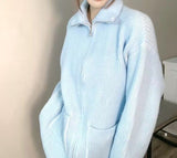 Women Knitwear Fall and Winter Lapels Sweater Coat Loose Knitted Cardigan