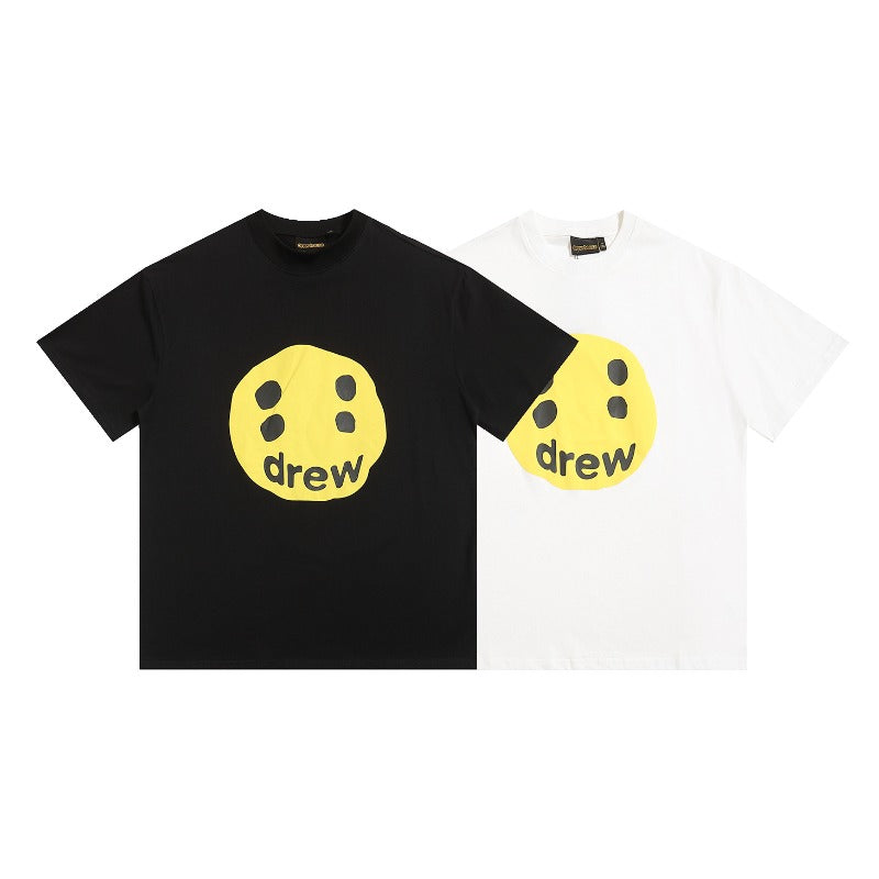 Drew house tshirt r d@ew foamed smiley face graphic crew neck short sleeve tee