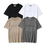 Hip-hop t-shirts: american high street style, short-sleeve, letter ess embossed, relaxed fit, crew neck tee