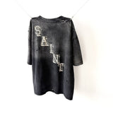 saint m t shirts s.m little angel letter graphic crew neck short sleeve top