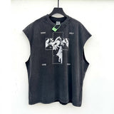 saint m t shirts s.m vintage oil painting pattern pullover casual tank top