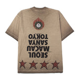 Hip-hop t shirts american high street skull devil washed spray dirty distressed retroloose round neck short-sleeved t-shirt