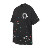 Ch hip-hop t shirts ch short-sleeved splash-ink horseshoe printing loosecasualpure cotton american heavy weight short-sleeved high street