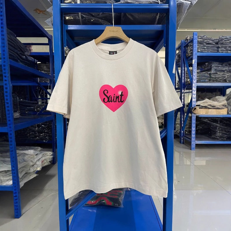 saint m t shirts s.m barbie heart print crew neck pullover short sleeve top