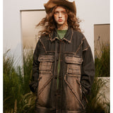 Unisex Jacket West Denim Retro Workwear Coat Jacket