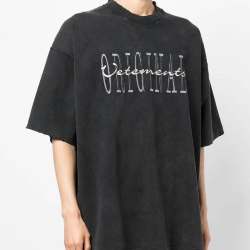 Vetements T Shirts VTM Werther Cute Embroidered Letter Casual Loose Short Sleeves T-shirt