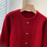 Women Knitwear Spring and Autumn Tassel Retro Bowknot Knitted Sweater Sweater