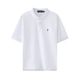 American-style embroidered polo shirt for men, pique cotton, short-sleeved with a turn-down collar. a business casual, solid color, basic summer t-shirt