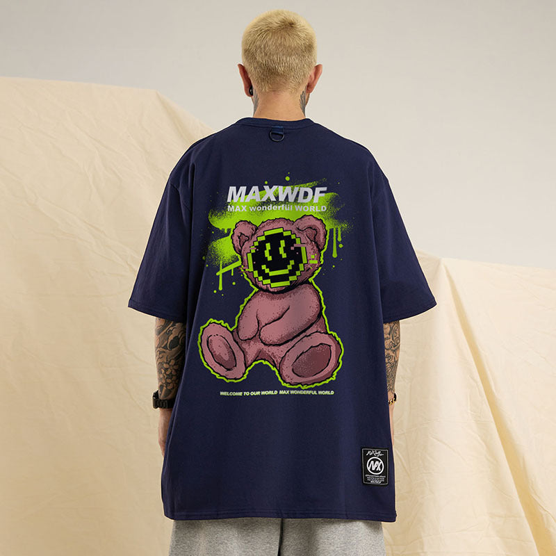 Men T Shirt Bear Couple Casual Half Sleeve T-shirt