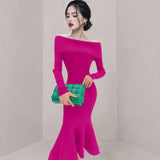 Women Maxi Dress Autumn Winter Sexy Slim Fit Dress