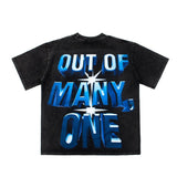 Hip-hop t shirts american alien printingloose washed retro distressed high street casualtrendy short-sleeved t-shirt