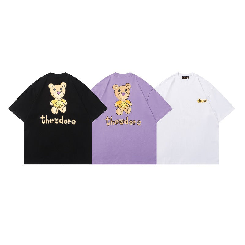 Drew house tshirt r d@ew cartoon bear graphic crew neck pullover short sleeve wholesale single piece