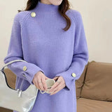 Women Knitwear Spring and Autumn Turtleneck Solid Color Sweater Loose Sweater