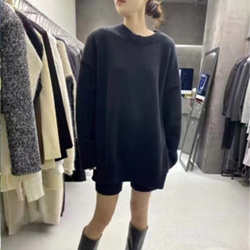Women Knitwear Fall/Winter Split round-Neck Knitwear Loose Sweater