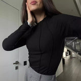 Women T-shirt Autumn and Winter round Neck Tight Edge T-shirt Casual Sexy Top