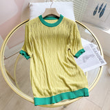 Women Sweater Knitwear Summer Short Sleeve Women's Loose and Simple Hollow out Bottoming Knitwear